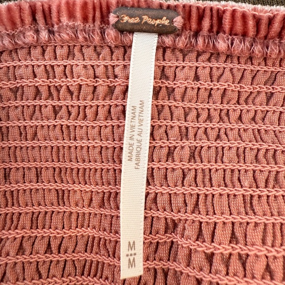 Free People Yours Truly Velvet Peplum Lace Trim Blouse in Blush - Picture 9 of 9